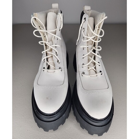 Timberland SKY 6 Inch Lace Up Platform Boots White Nubuck Size 9.5 Leather - Picture 2 of 11